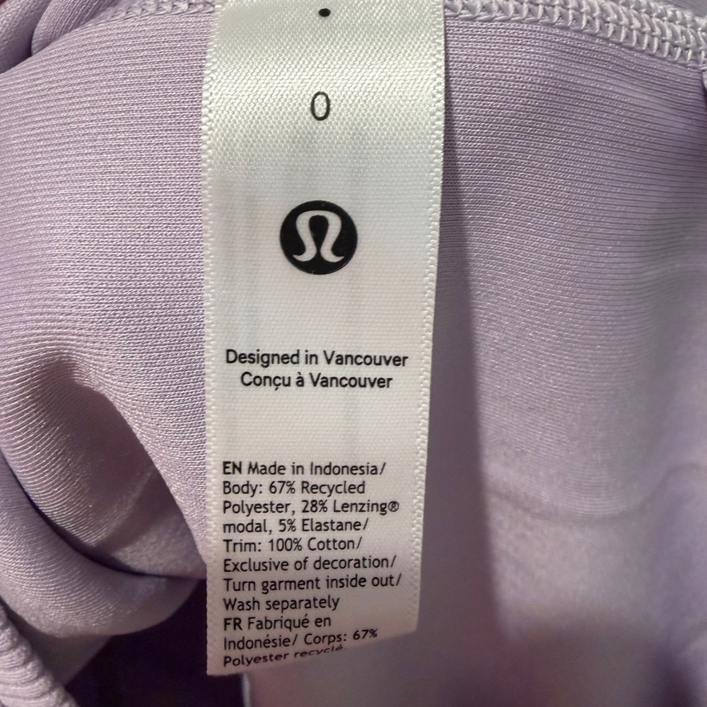 Lululemon Ebb to Street Mini Dress Lilac Purple Ribbed Racerback Size 0 LW1ECYS - Picture 3 of 5